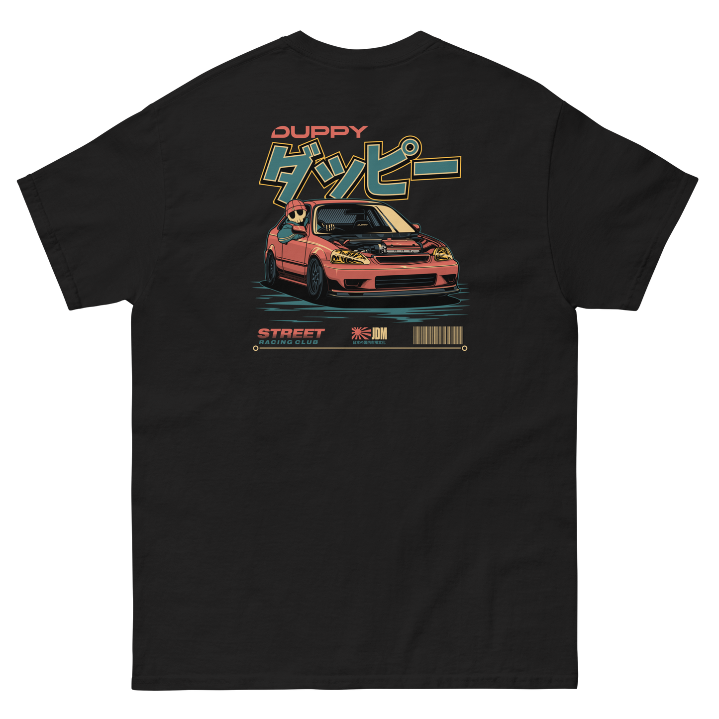 Black Unisex T-Shirt Duppy Skull Driver Em1