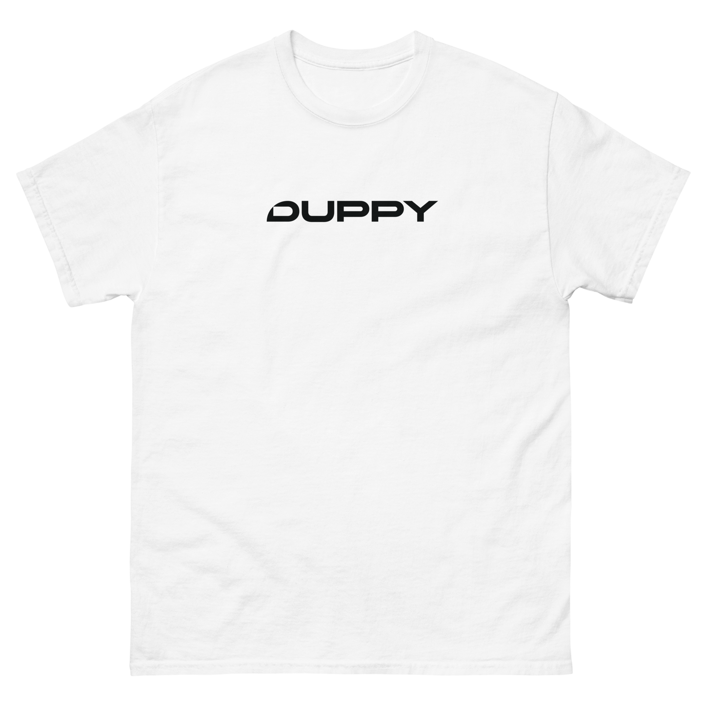 White Unisex T-Shirt - Black Beanie Skull Logo (Back Print)