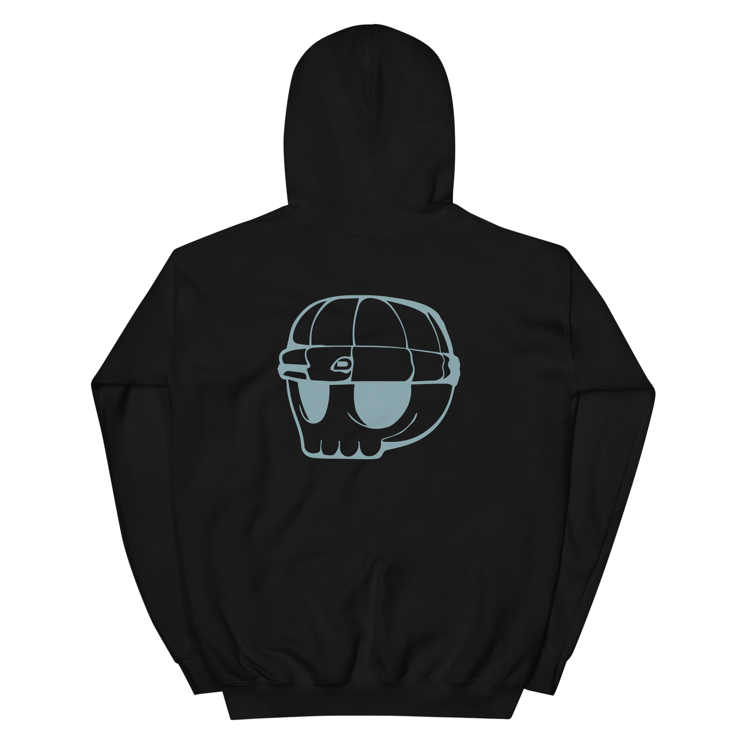 Black Unisex Hoodie Duppy Skull Outline (Back Print)