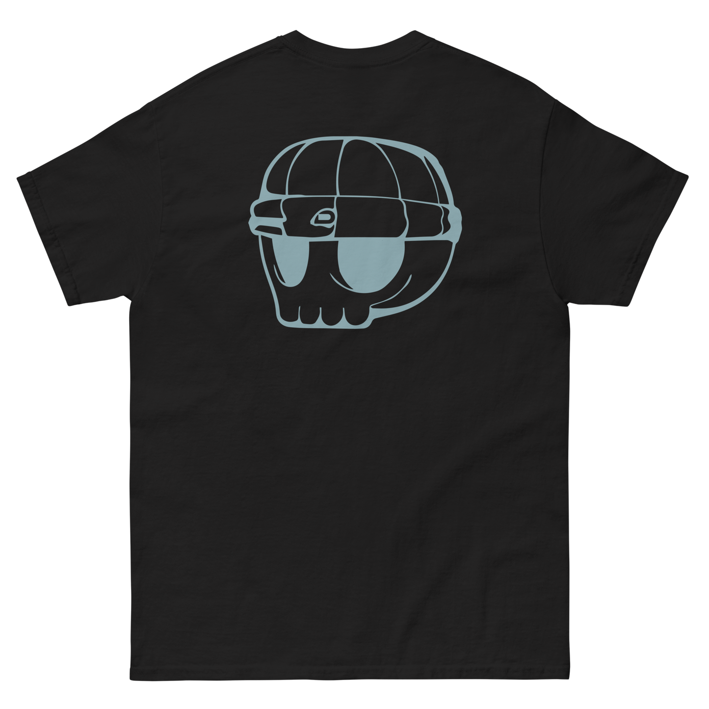 Black Unisex T-Shirt Duppy Skull Outline (Back Print)