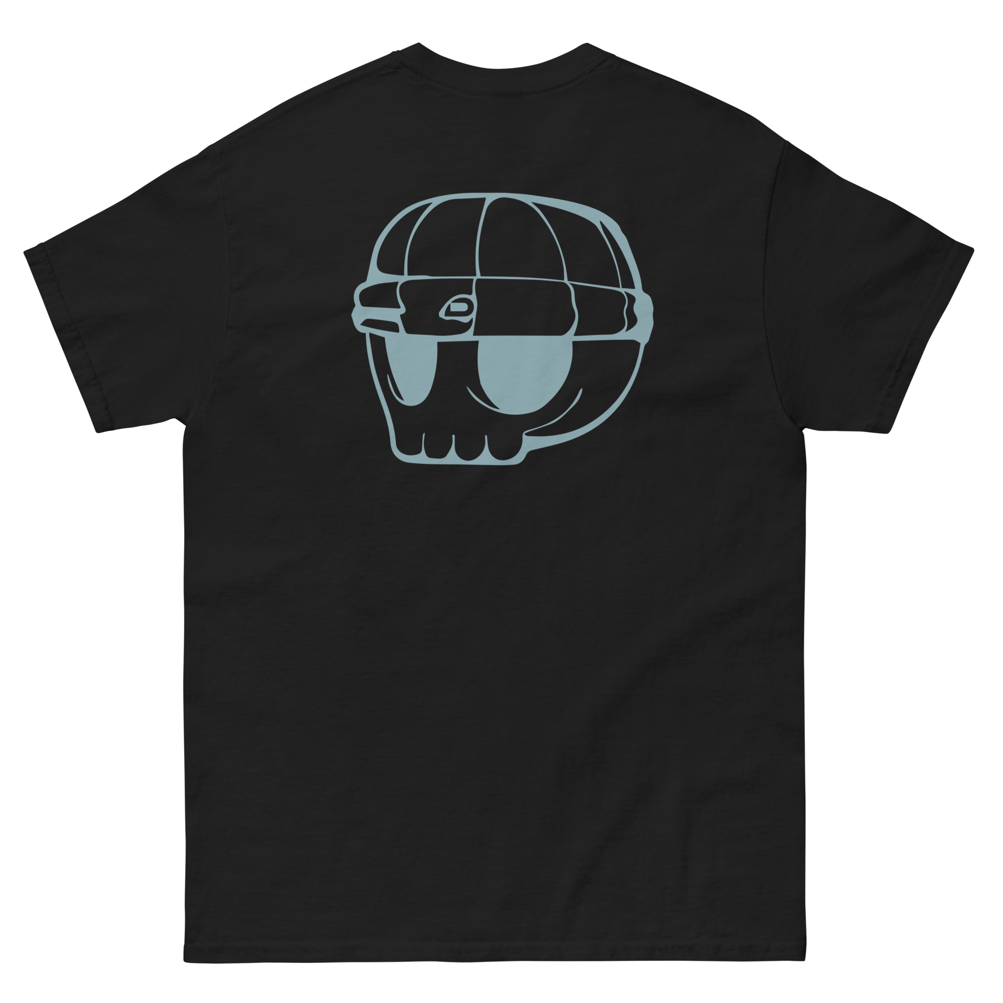 Black Unisex T-Shirt Duppy Skull Outline (Back Print)