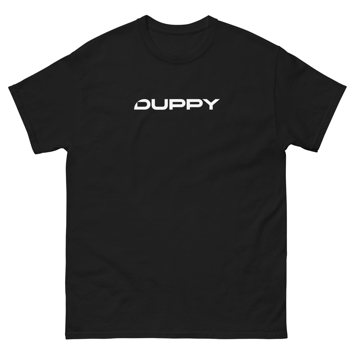 Black Unisex T-Shirt Duppy White Text Logo