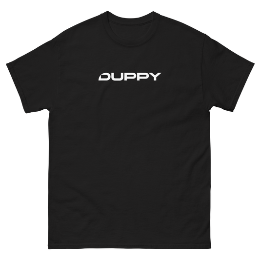 Black Unisex T-Shirt Duppy White Text Logo