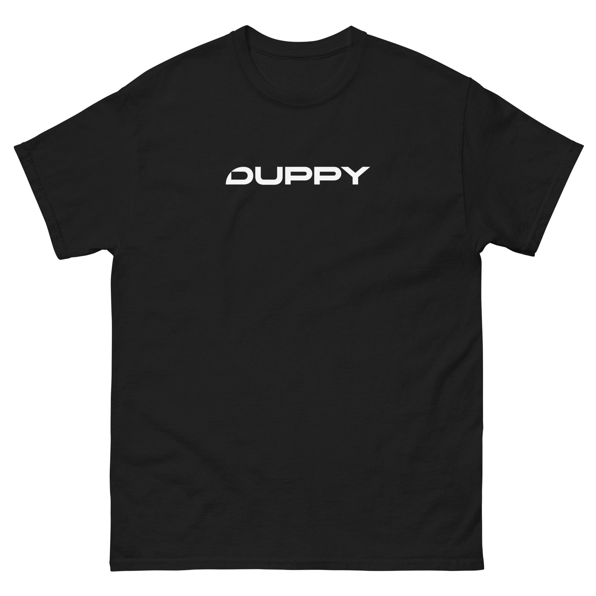 Black Unisex T-Shirt Duppy White Text Logo