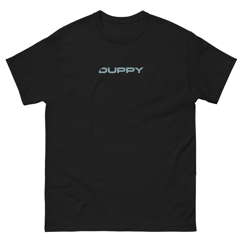 Black Unisex T-Shirt Duppy Skull Outline (Back Print)