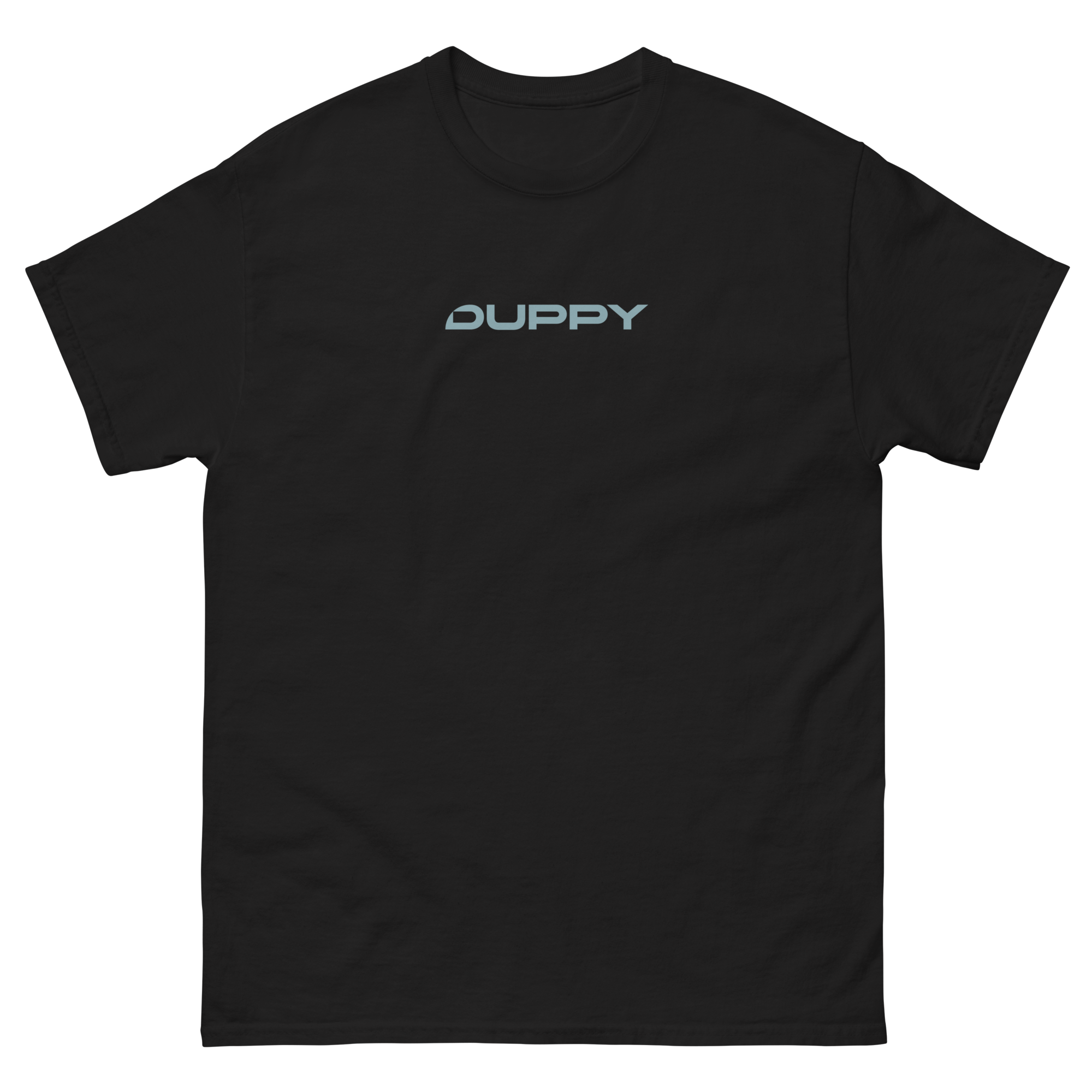 Black Unisex T-Shirt Duppy Skull Outline (Back Print)