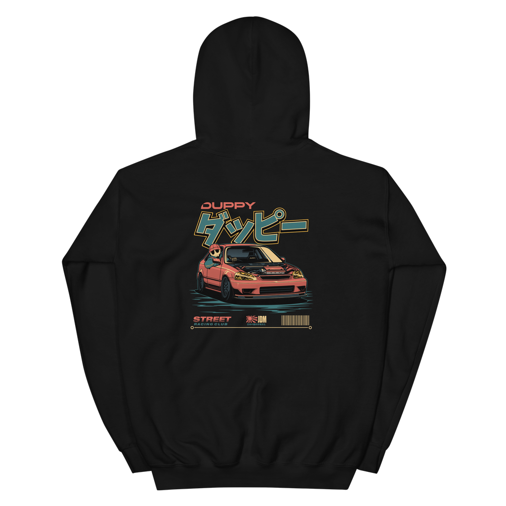 Black Unisex Hoodie - Duppy Skull Driver Em1
