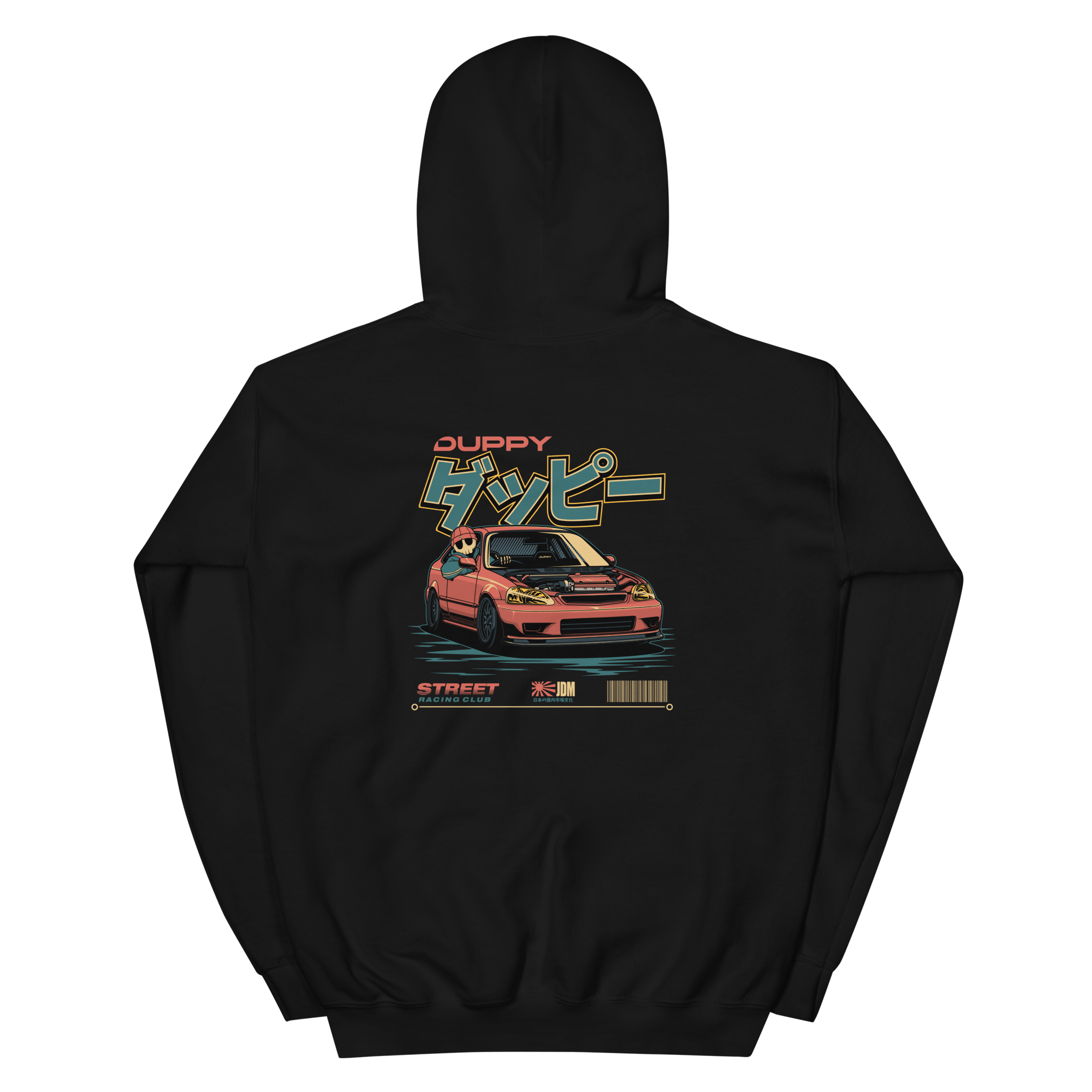 Black Unisex Hoodie - Duppy Skull Driver Em1