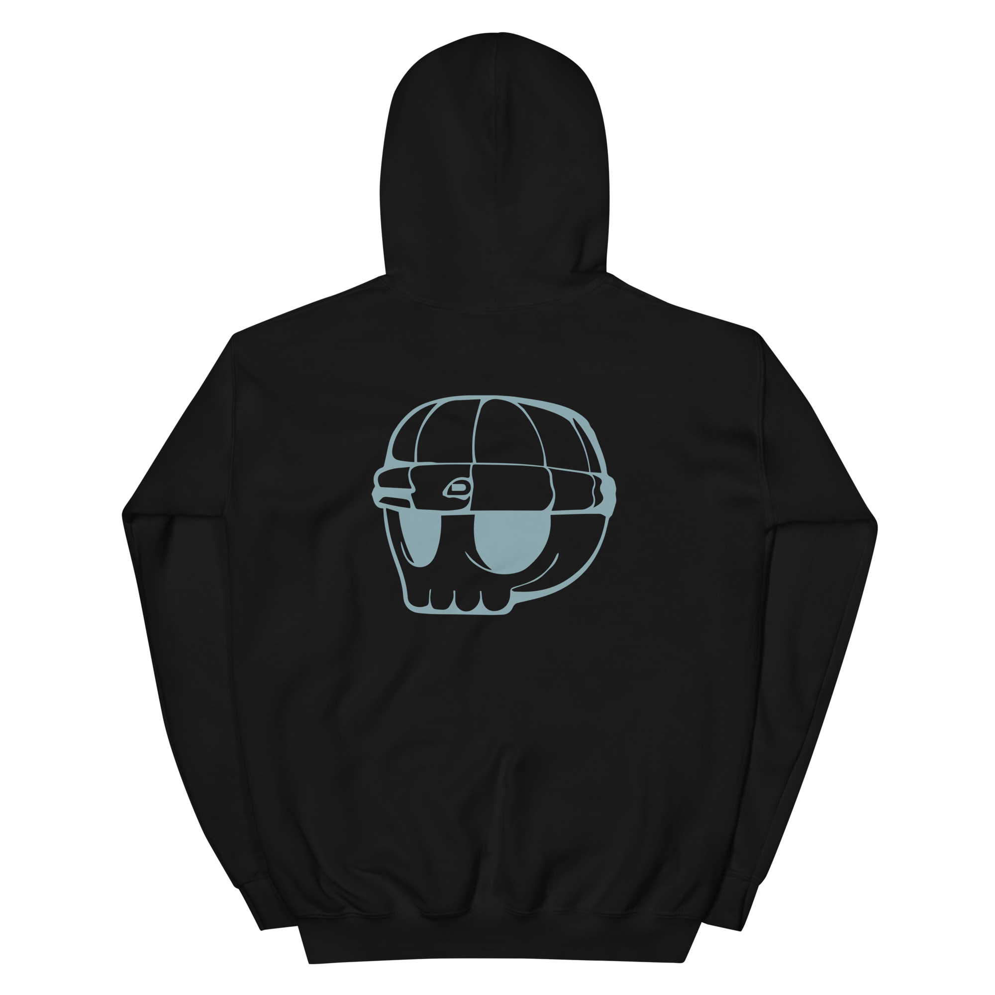 Black Unisex Hoodie Duppy Skull Outline (Back Print)
