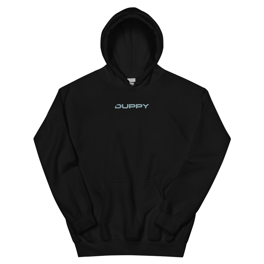 Black Unisex Hoodie Duppy Skull Outline (Back Print)